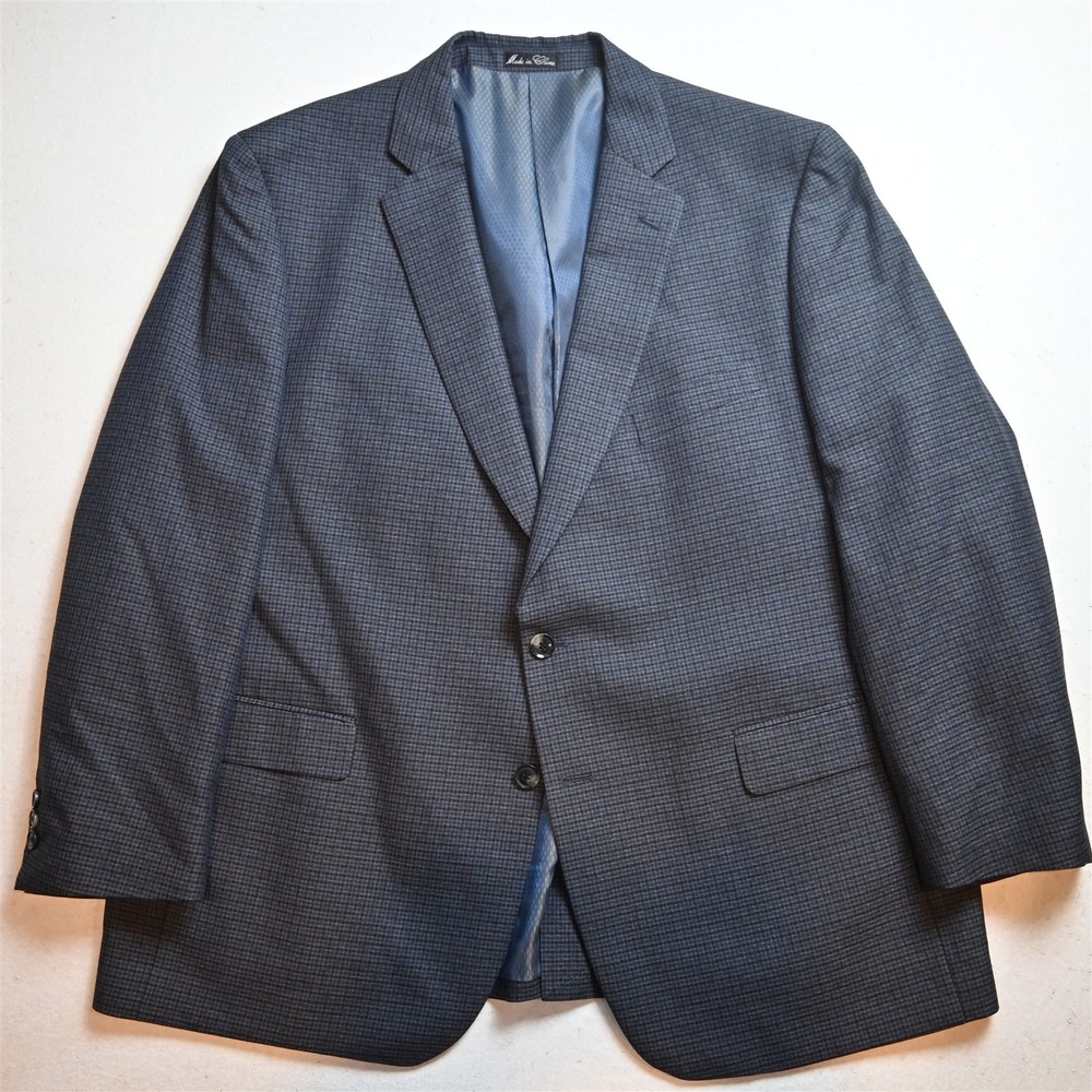 Jean Paul Germain 46R Blue Check Mens Blazer Suit Jacket Sport Coat